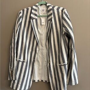 GAP Women's Gray and White Striped Blazer